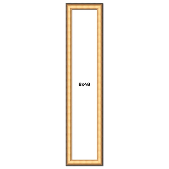 8x48 Frame Gold Plein Aire Solid Wood Picture Frame Width 2 Inches | Interior Frame Depth 0.5