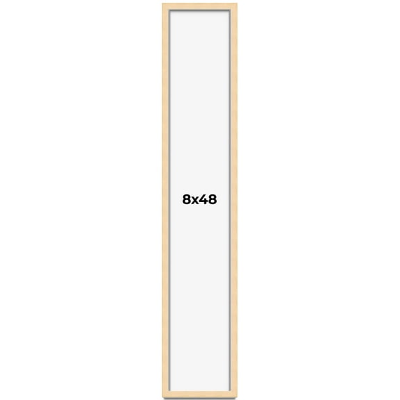 8x48 Frame Natural Wood Picture Frame | 0.75 Inch Moulding Width | with UV Acrylic Plexiglass, Foam