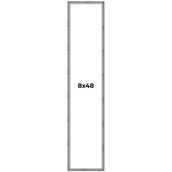8x48 Frame Silver Grey Distressed Solid Wood Picture Frame | 0.75 Inch Moulding Width | Interior