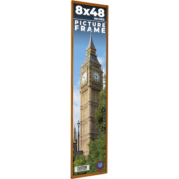 8x48 Honey Brown Real Wood Picture Frame Width 0.75 inches | Interior Frame Depth 0.5 inches |