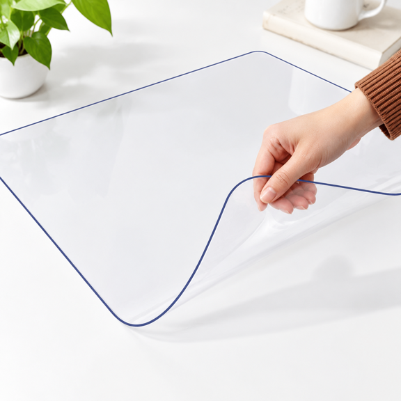 8x48 Inchr Pvc Table Cover 1.5mm Thick Crystal Topper Protector Rectangular Vinyl Plastic Desk Pad Transparent Tablecloth For Side