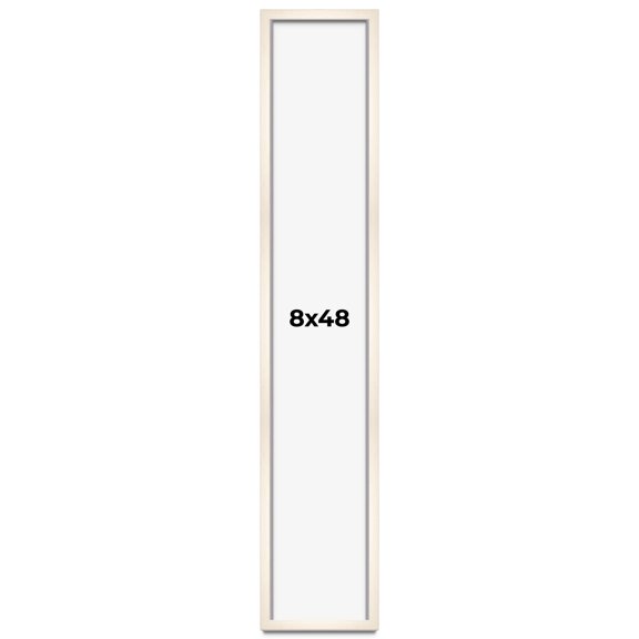 8x48 Shadow Box Cream of Wheat White Washed Display Frame | 0.875 Inches Deep Solid Wood Shadowbox