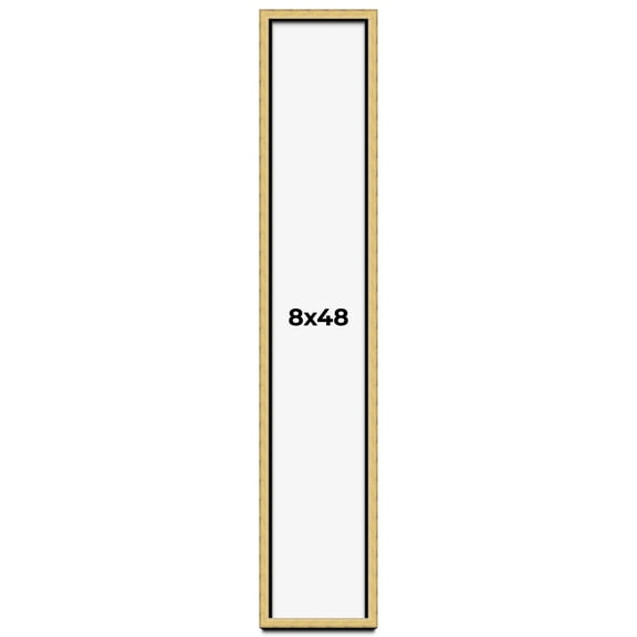 8x48 Shadow Box Frame Gold | 1.375 Inches Deep Real Wood Contemporary Shadowbox Display Frame | UV