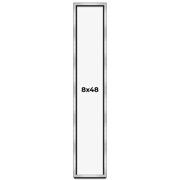 8x48 Shadow Box Frame Silver | 1.375 Inches Deep Real Wood Contemporary Shadowbox Display Frame |