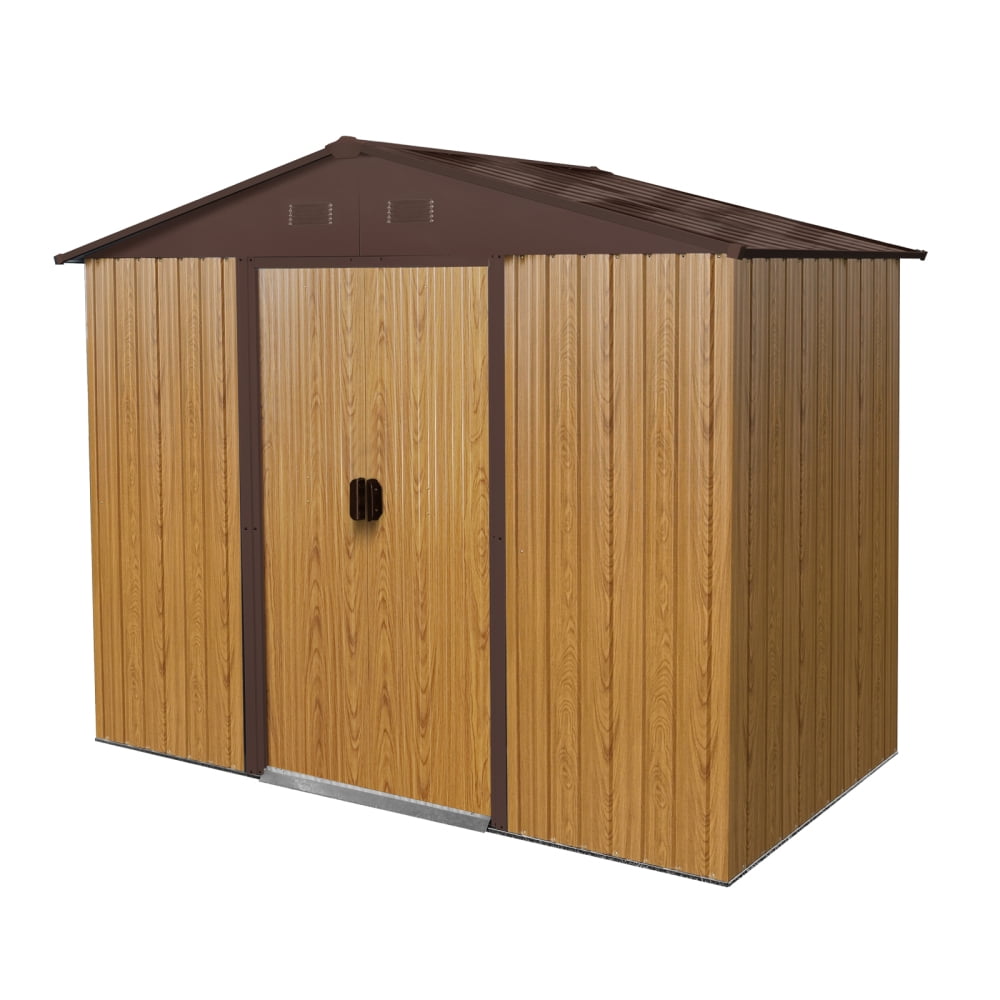 8x4FT Outdoor Metal Storage Shed - Sliding Door Design，Anti-Rust Frame for Lawn Equipment
