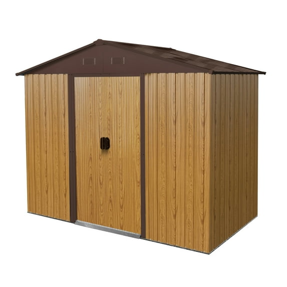 8x4FT Outdoor Metal Storage Shed - Sliding Door Design,Anti-Rust Frame for Lawn Equipment