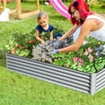 thumbnail image 1 of 8x4x1.5 ft Galvanized Raised Garden Bed, Outdoor Planter Garden Boxes Large Metal Planter Box for Gardening Vegetables Fruits Flowers, Silver, 1 of 8