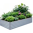thumbnail image 1 of 8x4x1.5ft Galvanized Raised Garden Bed Large Metal Outdoor for Gardening Planter Raised Bed Flower Bed Garden Boxes Outdoor with Gloves and 2 Compost Bags, Silver, 1 of 18