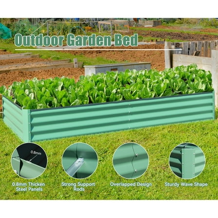 8x4x1Ft Large Galvanized Raised Garden Beds Kit, Outdoor Elevated Planter Raised Beds Rot-Resistant, Deep Root Planter Box For Vegetables Planting