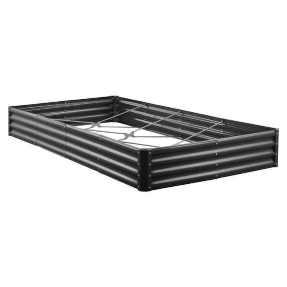8x4x1ft Galvalume Raised Bed, Open Bottom Outdoor Metal Planter for Veg/Flowers/Herbs/Succulents, Dark Gray