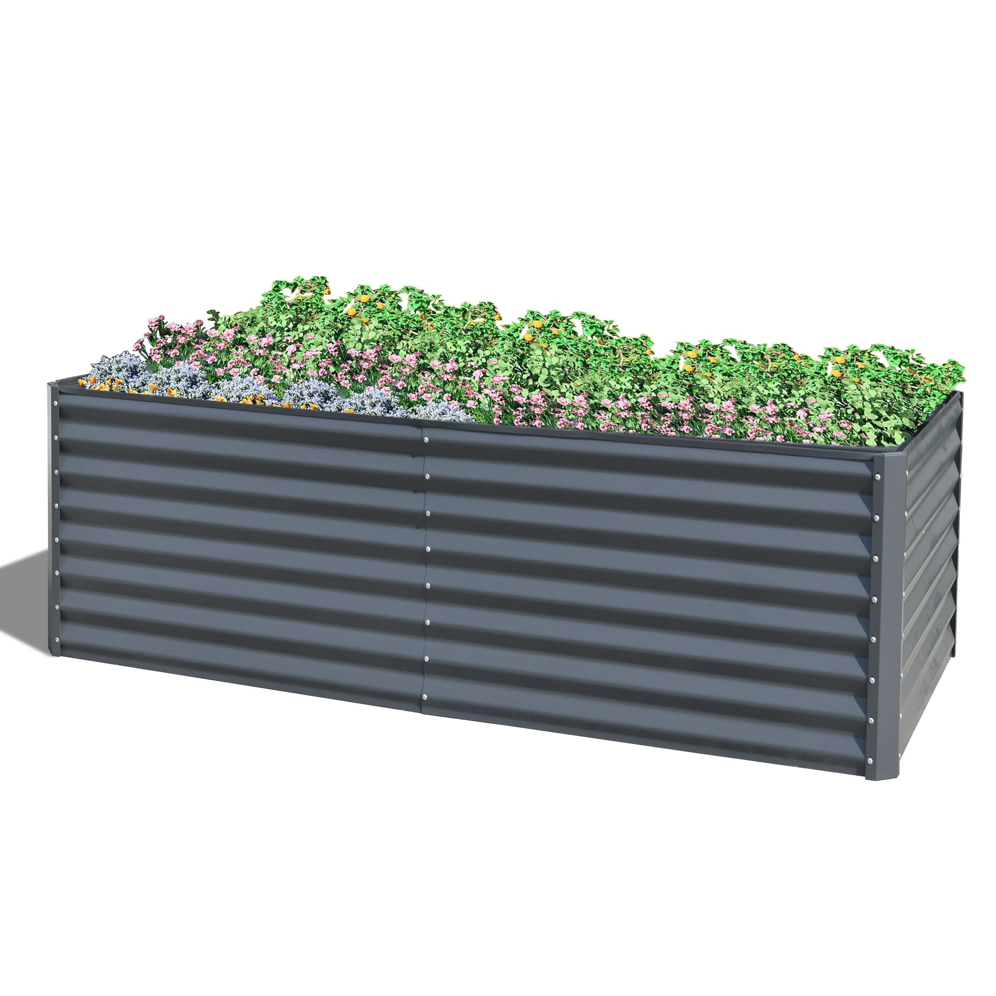 8x4x2 ft Galvanized Raised Garden Bed, Outdoor Planter Garden Boxes
