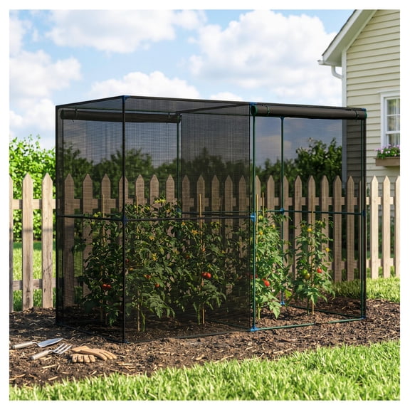 8x4x6 Crop Cage Plant Protection Tent, Zippered Garden Cage for Vegetables, Black