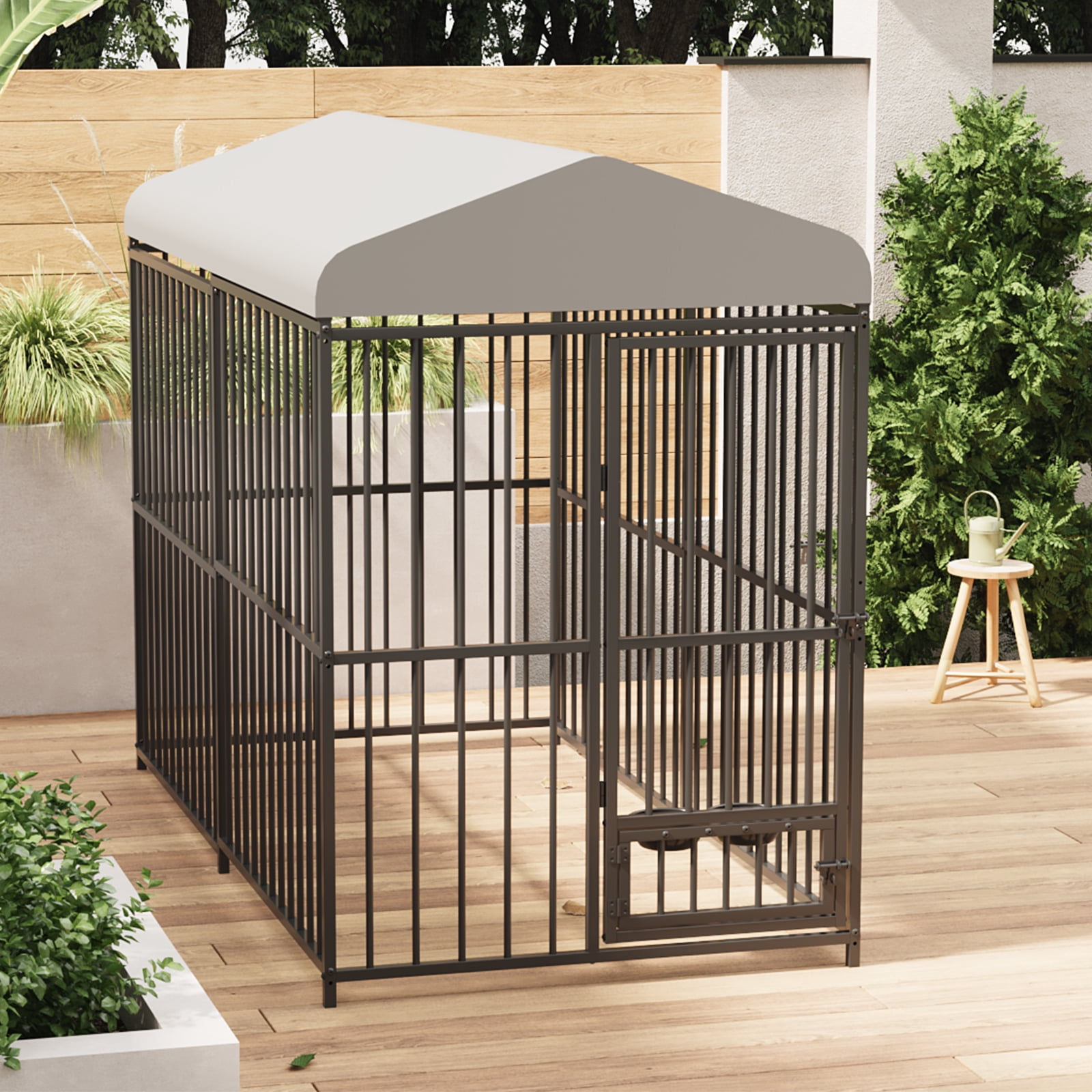 8x4x6 FT Heavy Duty Outdoor Dog Kennel - Lockable Playpen with UV-Resistant Waterproof Roof for Large Dogs
