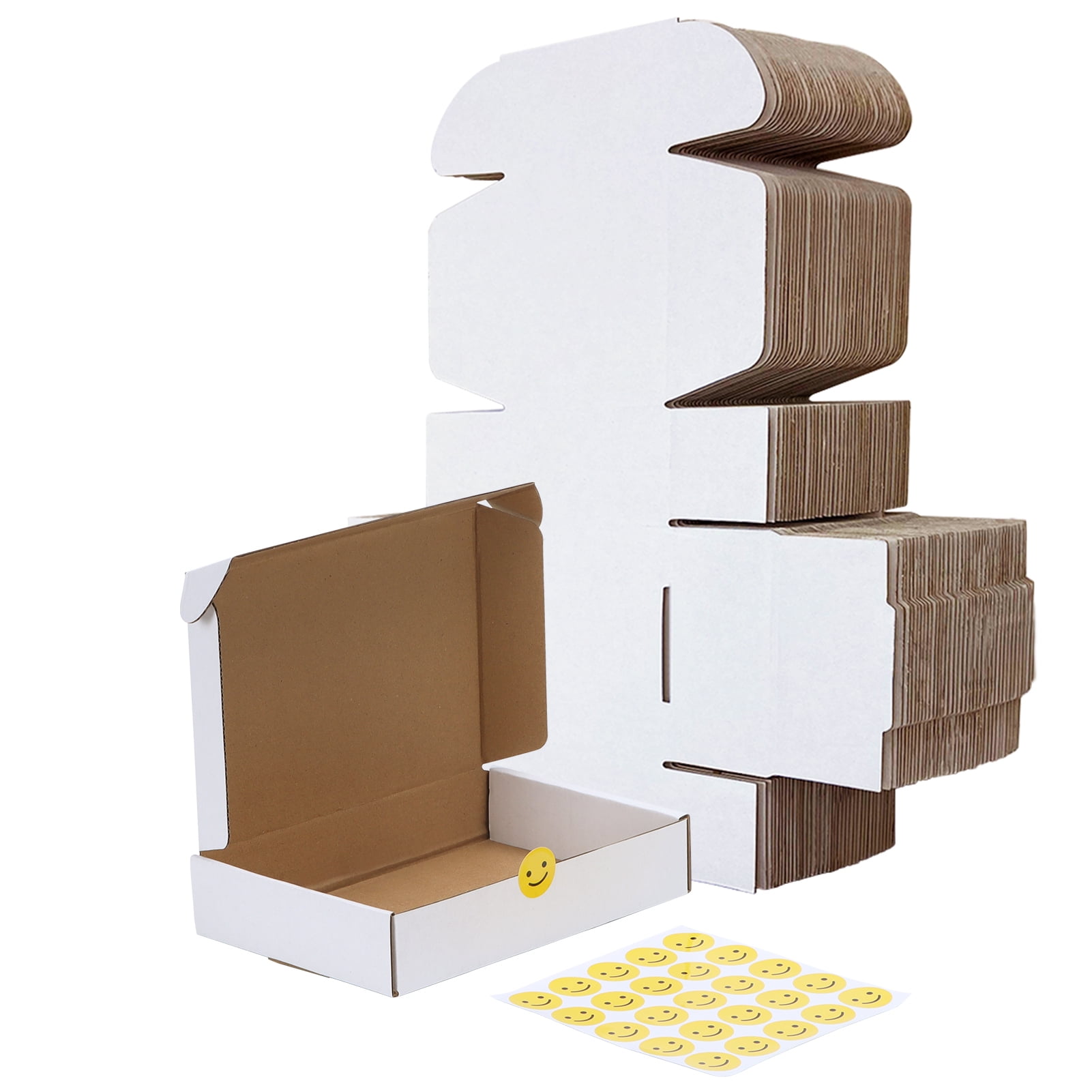 8x5.5x1.6 Shipping Boxes Set of 25, White Corrugated Cardboard Box for