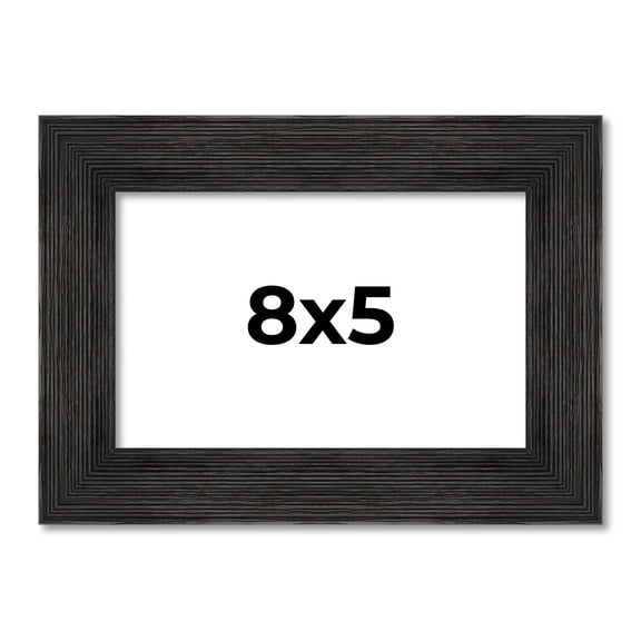 8x5 Black Rustic Wide Barnwood Picture Frame - UV Acrylic, Foam Board Backing, Hanging Hardware