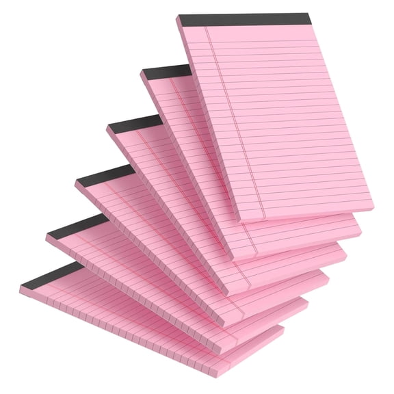 8x5 College Ruled Colored Legal Pads, 6 Pack Note Pads Writing Pads Lined Notepads,50 Sheets Thick Paper No Bleed Micro Perforated Easy Tear Pads for Homes Offices Daily Note Taking List Making,Pink