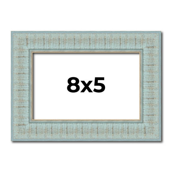 8x5 Frame Blue Teal Distressed Solid Wood Picture Frame | 1.625 Inch Moulding Width | Sonoma Blue