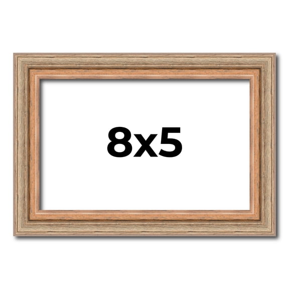 8x5 Frame Brown 60's Wooden Cabinet Solid Wood Picture Frame | 1 Inch Moulding Width | Complete