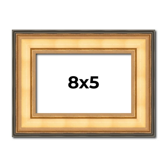 8x5 Frame Gold Plein Aire Solid Wood Picture Frame Width 2 Inches | Interior Frame Depth 0.5 Inches