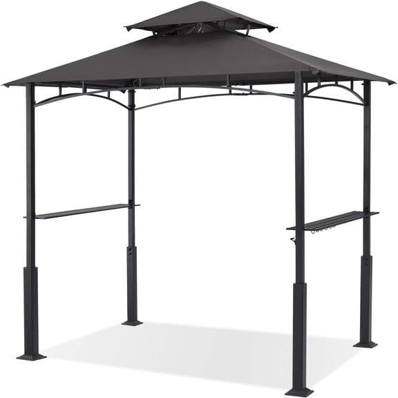 8x5 Grill Gazebo BBQ Shelter with 2 LED Lights, Dark Gray