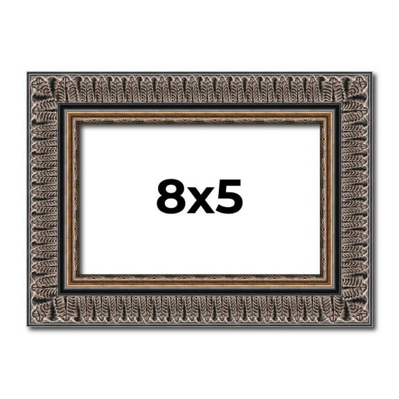 8x5 IN Frame Black Feather Payton Ornate Solid Wood Picture Frame Width 1.75 Inches | Interior