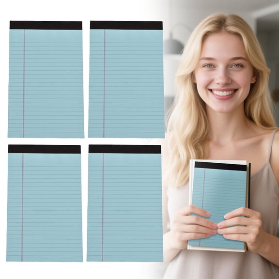 8x5 Inch Perforated College Ruled Notepad With 30 Sheets, A5 Tear Off Writing Paper For To Do Lists And Notes, 4 Pack Colorful Notepads For Office And Home, Blue