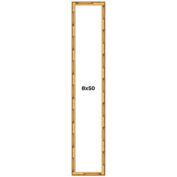 8x50 Frame Gold Bamboo Picture Frame - Complete Modern Photo Frame Includes UV Acrylic Shatter