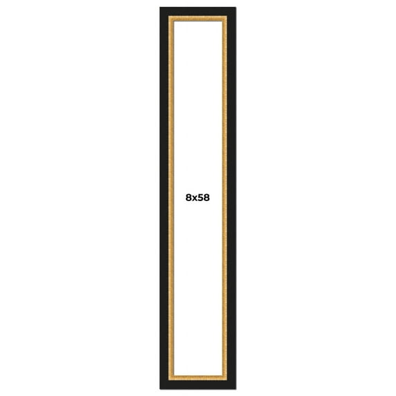 8x58 Frame Gold Real Wood Picture Frame Width 2.25 Inches | Interior Frame Depth 0.5 Inches |