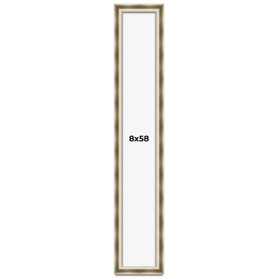 8x58 Shadow Box Frame Silver | 1.75 inches Deep Real Wood Traditional Shadowbox Display Frame | UV