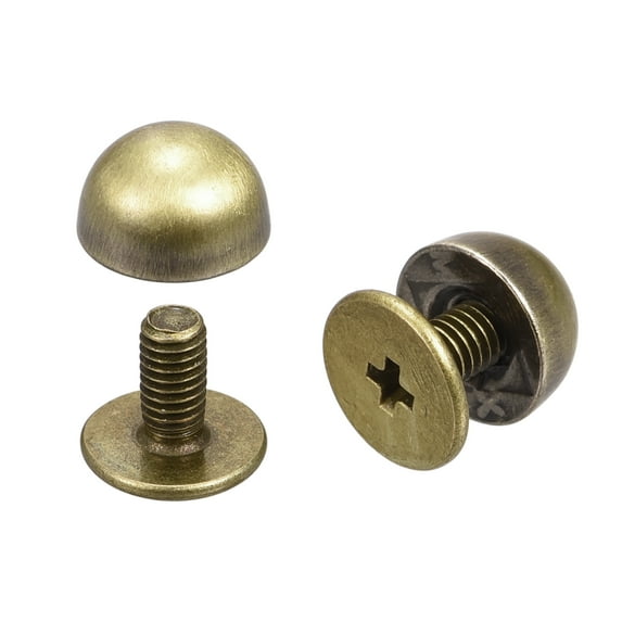 8x5mm Screw Back Rivets Solid Round Head Leather Studs Bronze Tone 20 Pack
