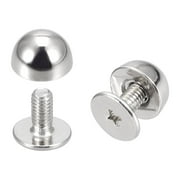 8x5mm Screw Back Rivets Solid Round Head Leather Studs Silver Tone 20 Pack