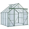 thumbnail image 1 of 8x6 FT Green Polycarbonate Greenhouse, Double Door Walk-In Design with Anchored Base for All-Season Use, 1 of 12