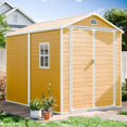 8x6 FT Outdoor Storage Shed, Waterproof Thicker Resin Shed with Floor