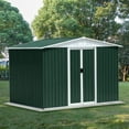 thumbnail image 1 of 8x6 Feet Green Metal Outdoor Garden Storage Shed with Apex Roof Aluminum Alloy Frame and Sliding Door for Secure Tool Equipment Storage, 1 of 6