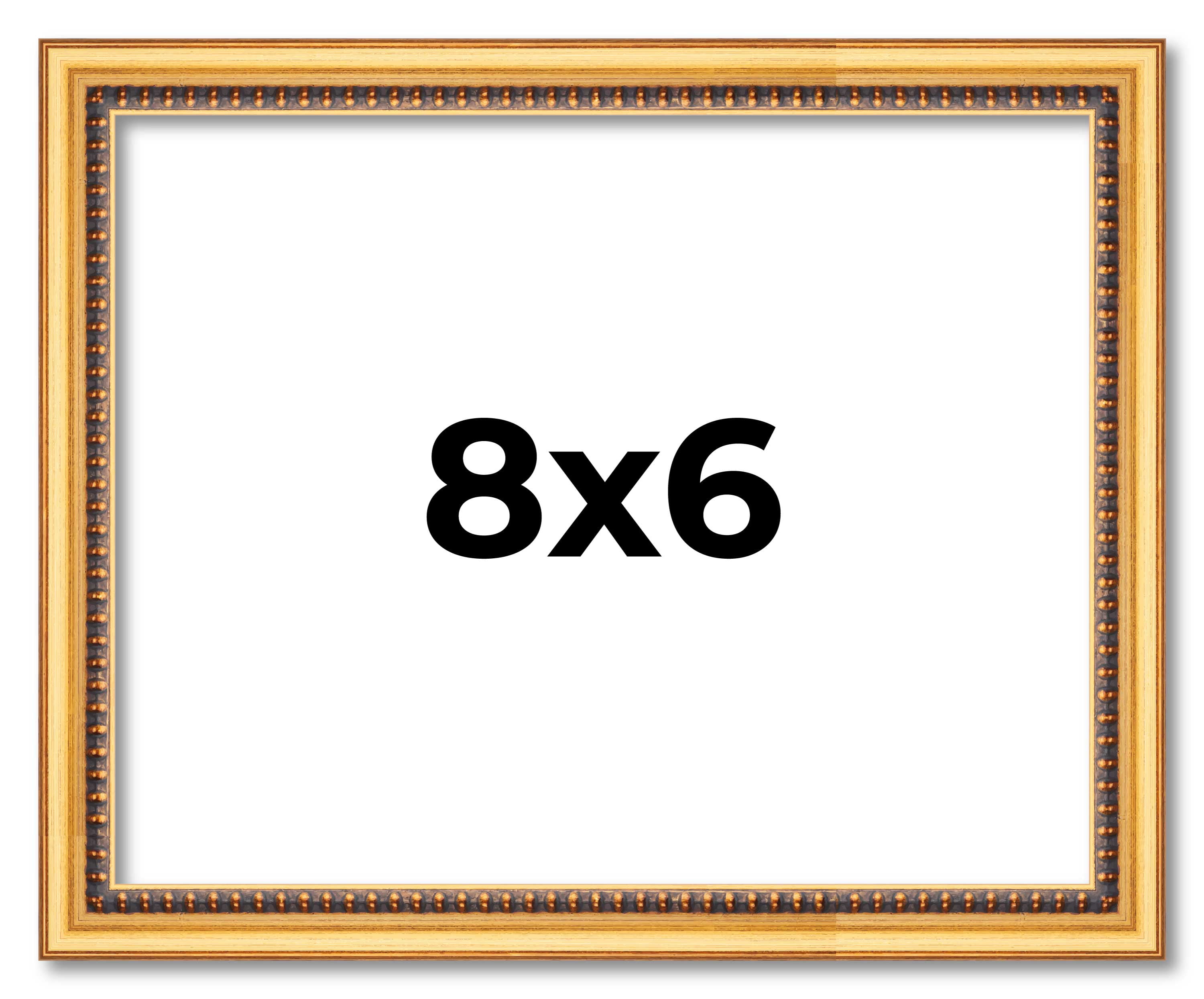 8x6 Frame Beaded Gold Solid Wood Picture Frame | 0.75 Inches