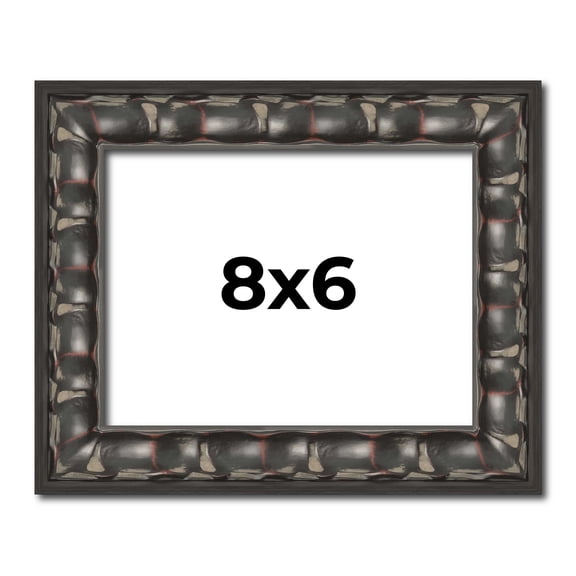 8x6 Frame Black-Brown Medieval Solid Wood Picture Frame | 1.5 Inch Moulding Width | Gotham Beveled