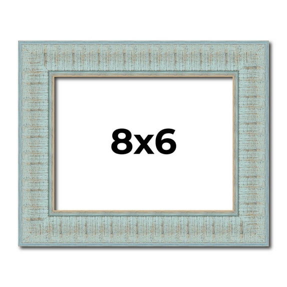 8x6 Frame Blue Teal Distressed Solid Wood Picture Frame | 1.625 Inch Moulding Width | Sonoma Blue