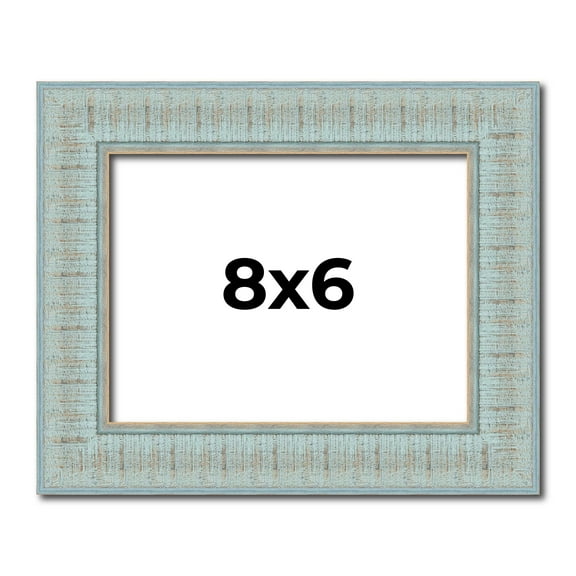 8x6 Frame Blue Teal Distressed Solid Wood Picture Frame | 1.625 Inch Moulding Width | Sonoma Blue