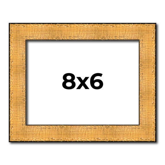 8x6 Frame Gold Rustic Solid Wood Picture Frame | 1.25 Inch Wide Moulding | Rustique Gold Collection