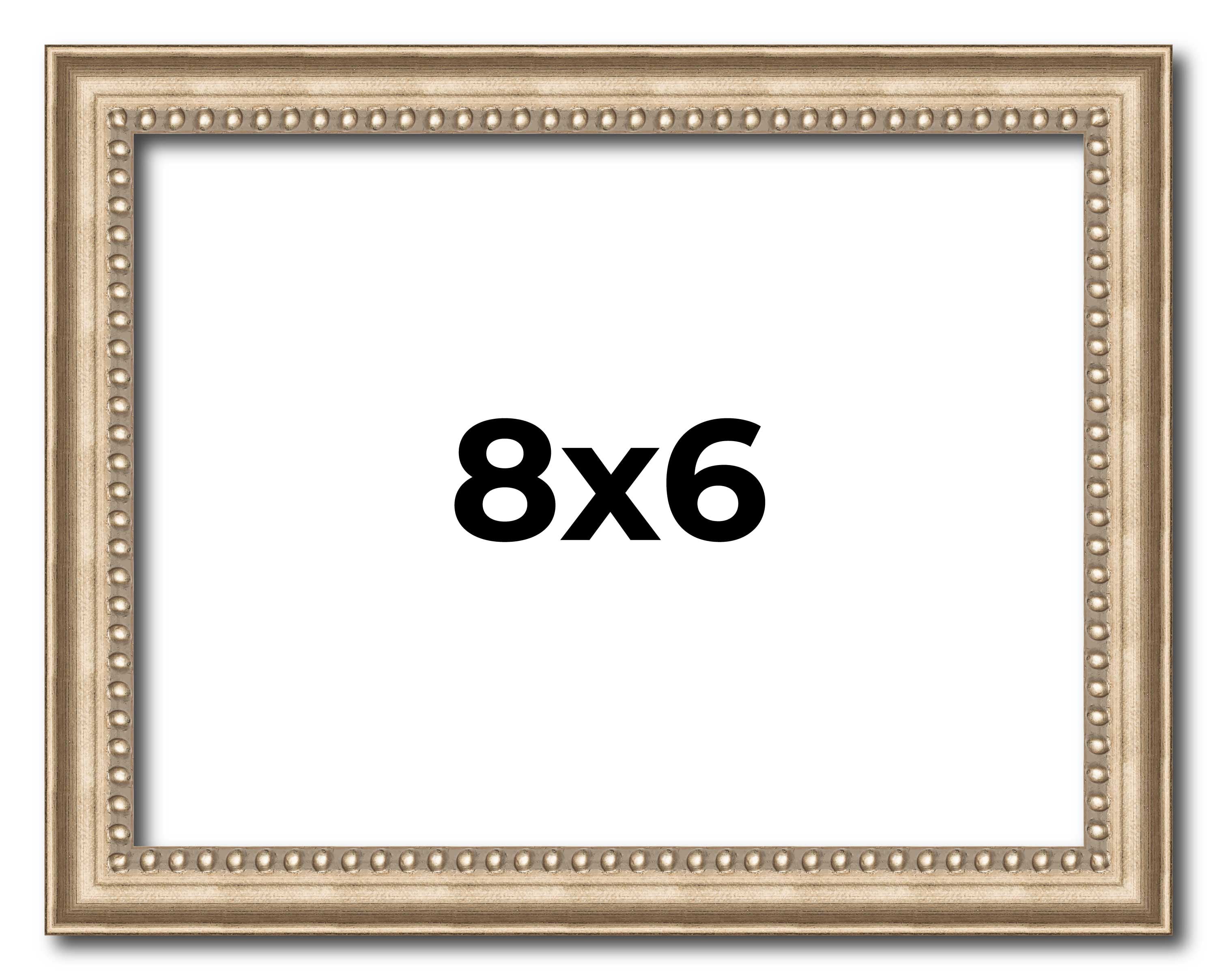 8x6 Frame Silver Real Wood Picture Frame Width 0.75 Inches Interior Frame Depth 0.5 Inches