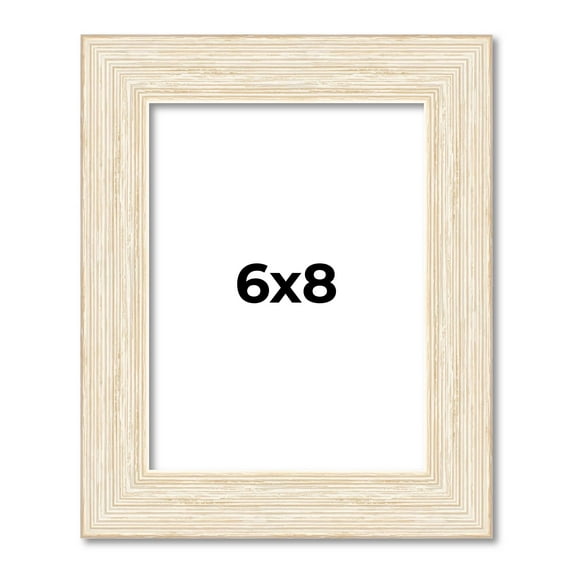 6x8 Frame White Barnwood Picture Frame - Complete Modern Photo Frame Includes UV Acrylic Shatter