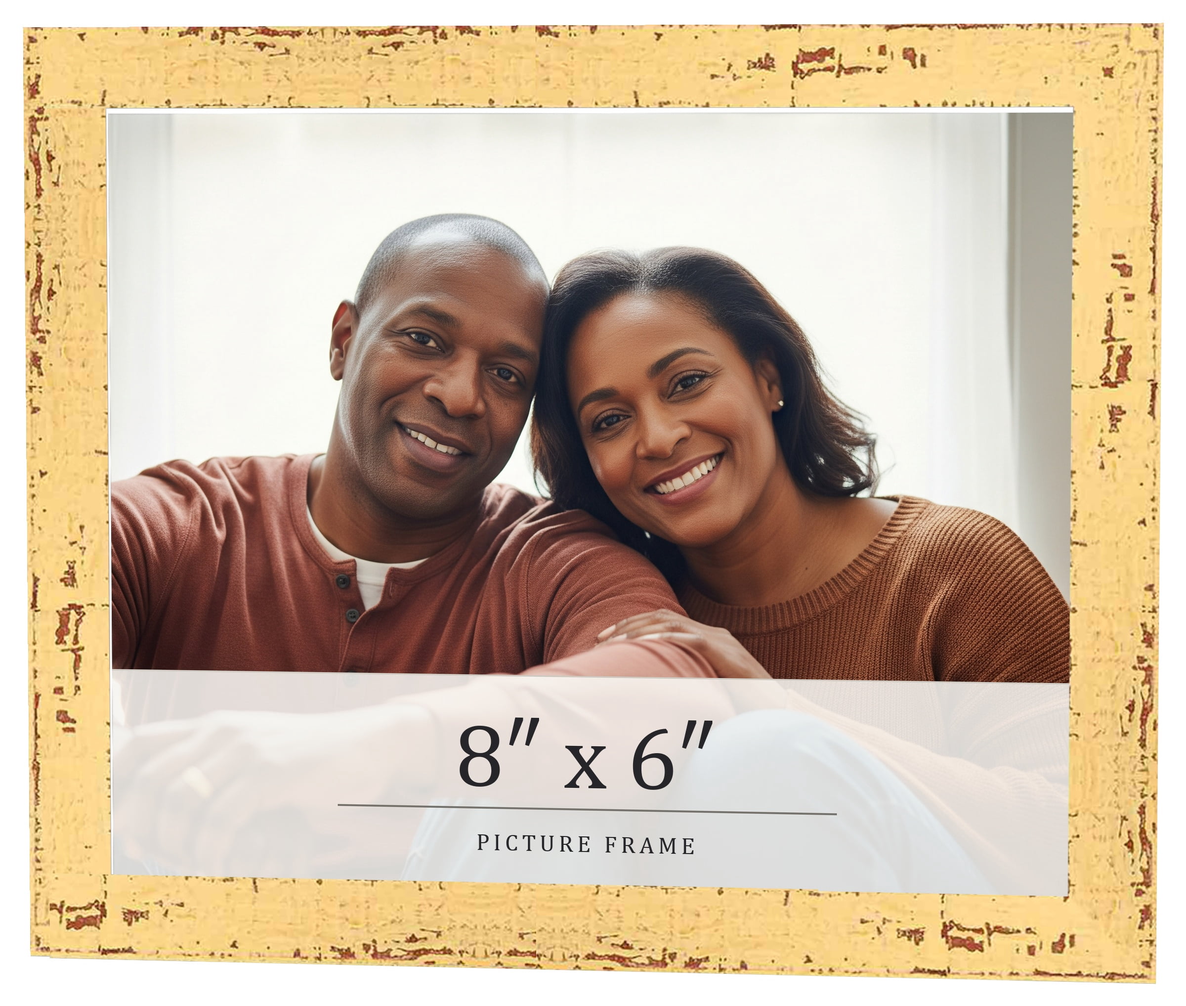 ミニチュアフレーム #16 8x6 Frame Yellow Real Wood Picture Frame Width 1.25 inches