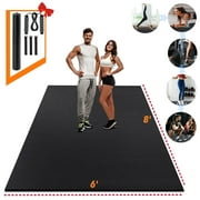 8x6 Ft Gym Mat,1/3-inch Thick Large Exercise Mat for Men and Women Fitness,Black Workout Mat for Yoga,Home Workout, Plyo, Cardio, Jump Rope, Weights