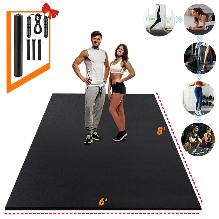 Easoger 8'x6' Gym Mat, 1/3-Inch Thick Exercise Mat, Tear-Resistant