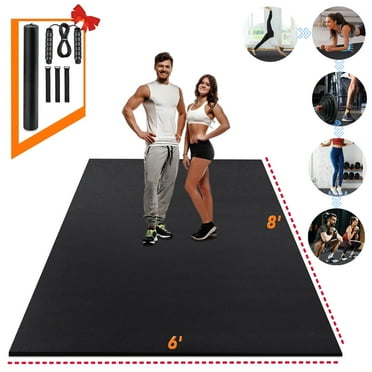8x6 Ft Gym Mat,1/3-inch Thick Large Exercise Mat for Men and Women Fitness,Black Workout Mat for Yoga,Home Workout, Plyo, Cardio, Jump Rope, Weights