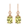 thumbnail image 1 of 8x6 MM Oval Lemon Quartz 925 Sterling Silver Rose Vermeil Drop Dangle Valentines Day Gifts Women Earrings, 1 of 4