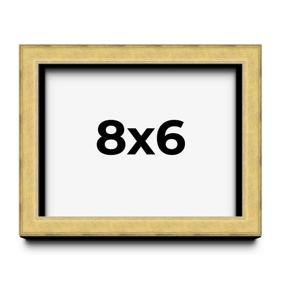 8x6 Shadow Box Frame Gold | 1.375 Inches Deep Real Wood Contemporary Shadowbox Display Frame | UV