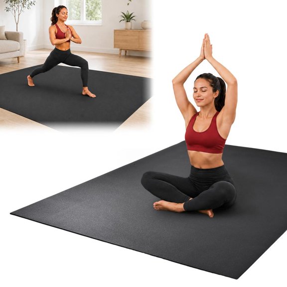8x6 ft Extra Wide Workout Mat, 7mm High-Density Non-Slip Cardio Mat for MMA Jump Rope and Weights, Shoe-Friendly Durable Gym Flooring for Home Use