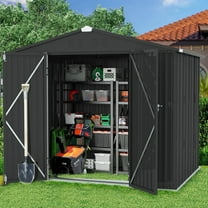 8x6 ft Outdoor Storage Sheds, Sesslife Large Metal Tool SHed, Gray