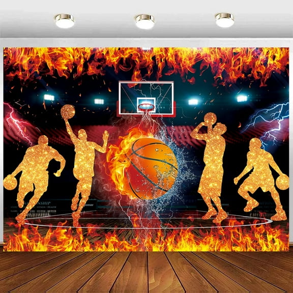 8x6FT Basketball Theme Backdrop Basketball Birthday Backdrop Decorations Basketball Sports Background for Boys Basketball Happy Birthday Party Decorations Supplies
